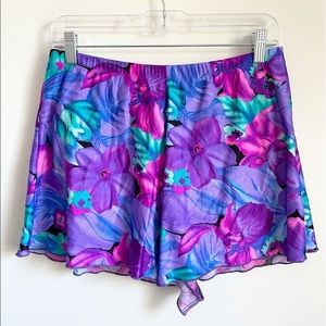 FIRM PRICE Vintage 80s Jantzen Tropical Swim Shorts Floral With Liner Size 14